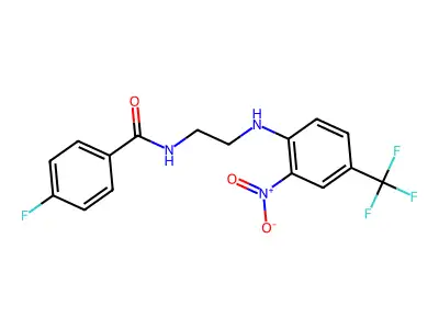 4-fluoro-N-[2-[2-nitro-4-(trifluoromethyl)anilino]ethyl]benzamide structure