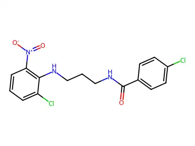 4-chloro-N-[3-(2-chloro-6-nitroanilino)propyl]benzamide structure