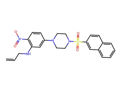 5-(4-naphthalen-2-ylsulfonylpiperazin-1-yl)-2-nitro-N-prop-2-enylaniline structure