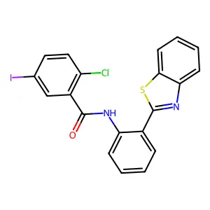 N-[2-(1,3-benzothiazol-2-yl)phenyl]-2-chloro-5-iodobenzamide structure