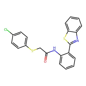 N-[2-(1,3-benzothiazol-2-yl)phenyl]-2-(4-chlorophenyl)sulfanylacetamide structure