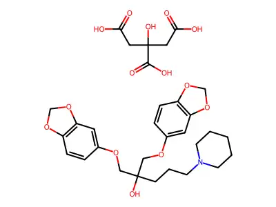 1-Piperidinebutanol, alpha,alpha-bis((3,4-(methylenedioxy)phenoxy)methyl)-, citrate structure