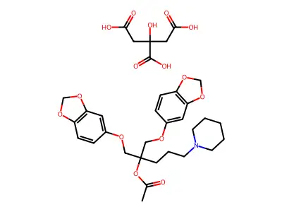 alpha,alpha-Bis((3,4-(methylenedioxy)phenoxy)methyl)-1-piperidinebutanol acetate citrate structure