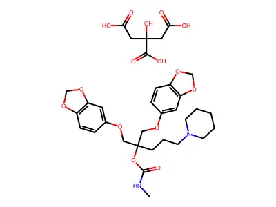 1-Piperidinebutanol, alpha,alpha-bis((3,4-(methylenedioxy)phenoxy)methyl)-, methylcarbamate (ester), citrate structure