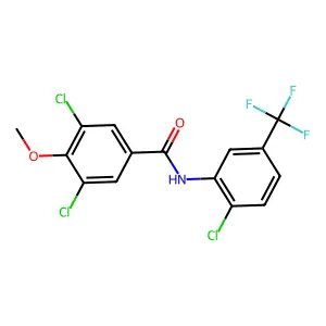 3,5-dichloro-N-[2-chloro-5-(trifluoromethyl)phenyl]-4-methoxybenzamide structure