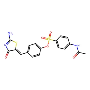 4-[(2-imino-4-oxo-1,3-thiazolidin-5-ylidene)methyl]phenyl 4-(acetylamino)benzenesulfonate structure