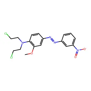 N,N-bis(2-chloroethyl)-2-methoxy-4-[(3-nitrophenyl)diazenyl]aniline structure