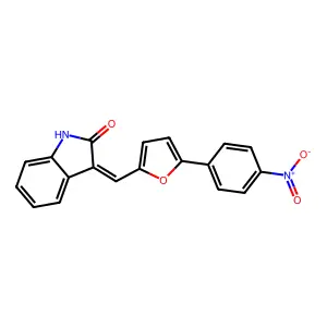 3-{[5-(4-nitrophenyl)furan-2-yl]methylidene}-2,3-dihydro-1H-indol-2-one structure
