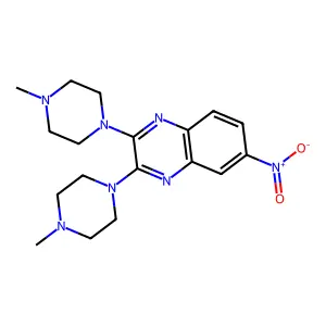 Quinoxaline, 2,3-bis(4-methyl-1-piperazinyl)-6-nitro- structure