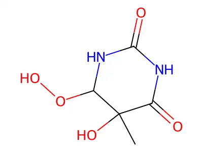 cis-5,6-Dihydro-6-hydroperoxy-5-hydroxythymine structure