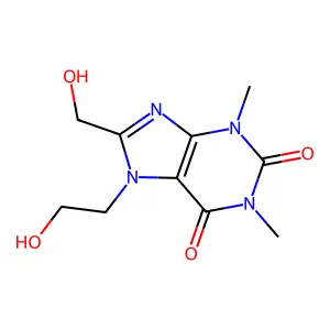 1H-Purine-2,6-dione, 3,7-dihydro-7-(2-hydroxyethyl)-8-(hydroxymethyl)-1,3-dimethyl- structure