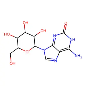 6-Amino-9-beta-D-glucopyranosyl-1,9-dihydro-2H-purin-2-one structure