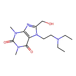 1H-Purine-2,6-dione, 7-(2-(diethylamino)ethyl)-3,7-dihydro-8-(hydroxymethyl)-1,3-dimethyl- structure