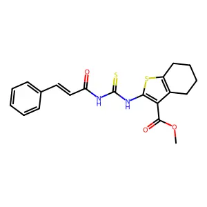 (E)-methyl 2-(3-cinnamoylthioureido)-4,5,6,7-tetrahydrobenzo[b]thiophene-3-carboxylate structure