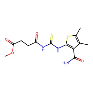 methyl 4-{[(3-carbamoyl-4,5-dimethylthiophen-2-yl)carbamothioyl]amino}-4-oxobutanoate structure