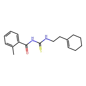 N-({[2-(1-cyclohexen-1-yl)ethyl]amino}carbonothioyl)-2-methylbenzamide structure