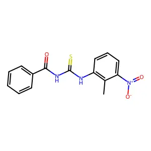 N-benzoyl-N'-(2-methyl-3-nitrophenyl)thiourea structure