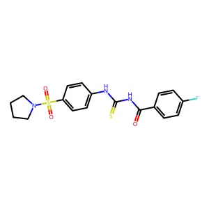 4-fluoro-N-[(4-pyrrolidin-1-ylsulfonylphenyl)carbamothioyl]benzamide structure
