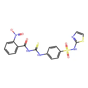 2-nitro-N-((4-(N-(thiazol-2-yl)sulfamoyl)phenyl)carbamothioyl)benzamide structure