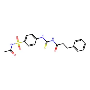 N-[[4-(acetylsulfamoyl)phenyl]carbamothioyl]-3-phenylpropanamide structure