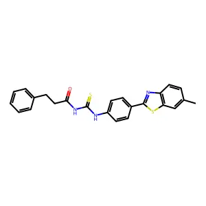 N-[[4-(6-methyl-1,3-benzothiazol-2-yl)phenyl]carbamothioyl]-3-phenylpropanamide structure