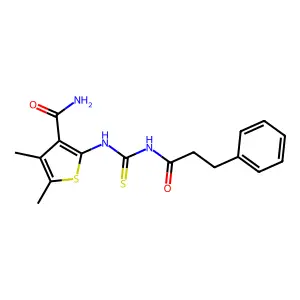 4,5-Dimethyl-2-(3-(3-phenylpropanoyl)thioureido)thiophene-3-carboxamide structure
