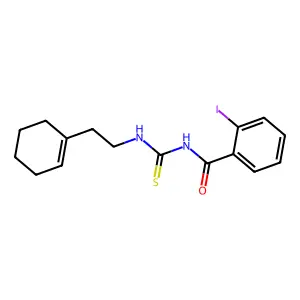 N-((2-(cyclohex-1-en-1-yl)ethyl)carbamothioyl)-2-iodobenzamide structure