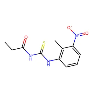 N-[(2-methyl-3-nitrophenyl)carbamothioyl]propanamide structure