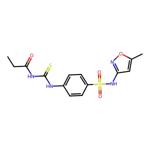 N-[[4-[(5-methyl-1,2-oxazol-3-yl)sulfamoyl]phenyl]carbamothioyl]propanamide structure