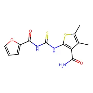 N-[(3-carbamoyl-4,5-dimethylthiophen-2-yl)carbamothioyl]furan-2-carboxamide structure
