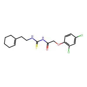 N-[2-(cyclohexen-1-yl)ethylcarbamothioyl]-2-(2,4-dichlorophenoxy)acetamide structure