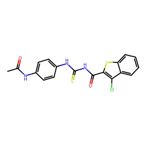 N-[(4-acetamidophenyl)carbamothioyl]-3-chloro-1-benzothiophene-2-carboxamide structure