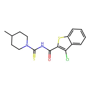 3-chloro-N-(4-methylpiperidine-1-carbothioyl)-1-benzothiophene-2-carboxamide structure