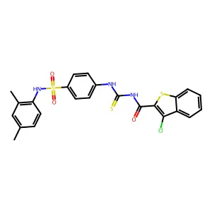 3-chloro-N-[[4-[(2,4-dimethylphenyl)sulfamoyl]phenyl]carbamothioyl]-1-benzothiophene-2-carboxamide structure