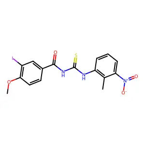 3-iodo-4-methoxy-N-[(2-methyl-3-nitrophenyl)carbamothioyl]benzamide structure