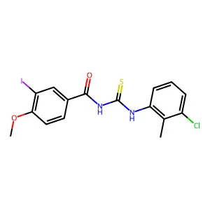 N-[(3-chloro-2-methylphenyl)carbamothioyl]-3-iodo-4-methoxybenzamide structure