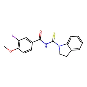 N-(2,3-dihydro-1H-indol-1-ylcarbonothioyl)-3-iodo-4-methoxybenzamide structure