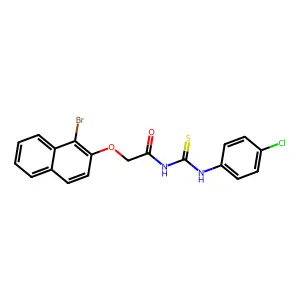 2-(1-bromonaphthalen-2-yl)oxy-N-[(4-chlorophenyl)carbamothioyl]acetamide structure