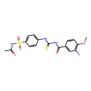 N-[[4-(acetylsulfamoyl)phenyl]carbamothioyl]-3-iodo-4-methoxybenzamide structure