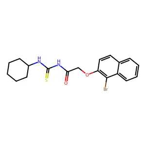 2-(1-bromonaphthalen-2-yl)oxy-N-(cyclohexylcarbamothioyl)acetamide structure