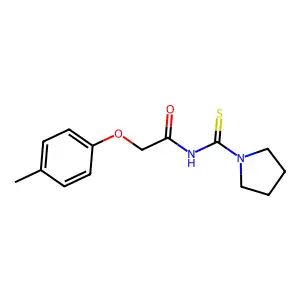 2-(4-methylphenoxy)-N-(pyrrolidine-1-carbothioyl)acetamide structure