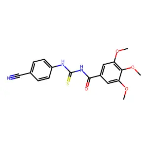 N-[(4-cyanophenyl)carbamothioyl]-3,4,5-trimethoxybenzamide structure