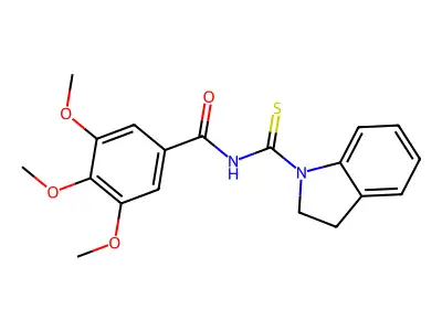 N-(2,3-dihydro-1H-indol-1-ylcarbonothioyl)-3,4,5-trimethoxybenzamide structure