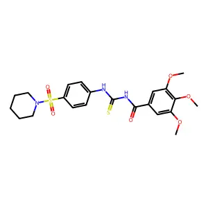 3,4,5-trimethoxy-N-((4-(piperidin-1-ylsulfonyl)phenyl)carbamothioyl)benzamide structure