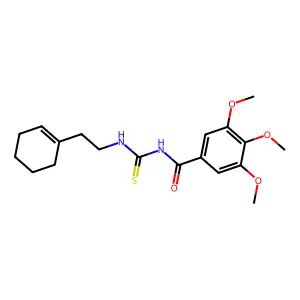 N-[2-(cyclohexen-1-yl)ethylcarbamothioyl]-3,4,5-trimethoxybenzamide structure