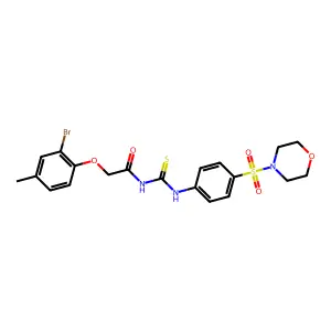 2-(2-bromo-4-methylphenoxy)-N-[(4-morpholin-4-ylsulfonylphenyl)carbamothioyl]acetamide structure