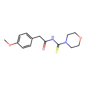 2-(4-methoxyphenyl)-N-(morpholine-4-carbothioyl)acetamide structure