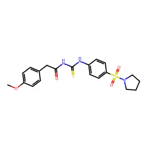 2-(4-methoxyphenyl)-N-[(4-pyrrolidin-1-ylsulfonylphenyl)carbamothioyl]acetamide structure