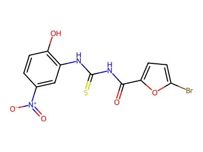 5-bromo-N-[(2-hydroxy-5-nitrophenyl)carbamothioyl]furan-2-carboxamide structure