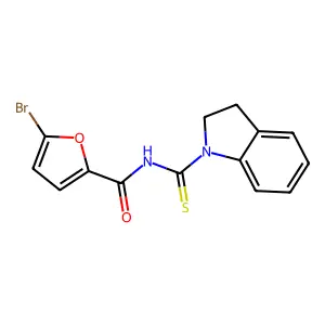5-bromo-N-(2,3-dihydroindole-1-carbothioyl)furan-2-carboxamide structure